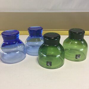 Japanese Cold Sake Cups Glass Blue and Green - Set of 4
